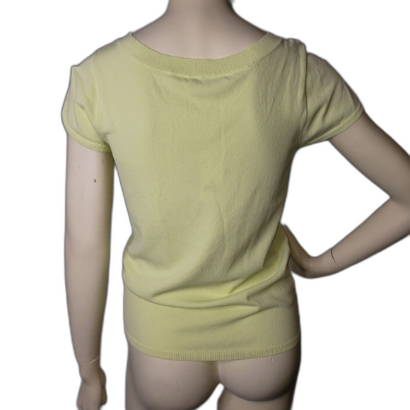 BANANA REPUBLIC Short Sleeve Sweater Light Yellow Womens Size Large NEW - Picture 2 of 7